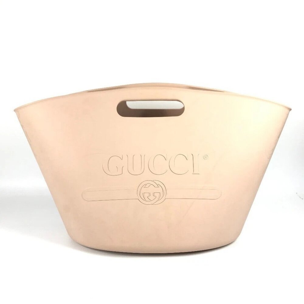 GUCCI 511261 Bucket Bag Logo Laundry Bag Bag Hand Bag rubber Beige